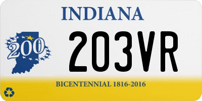 IN license plate 203VR