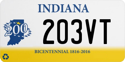 IN license plate 203VT