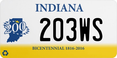 IN license plate 203WS