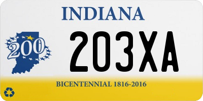 IN license plate 203XA