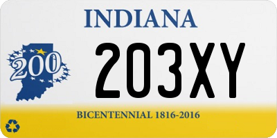 IN license plate 203XY