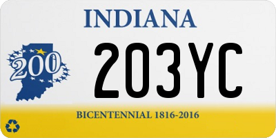 IN license plate 203YC