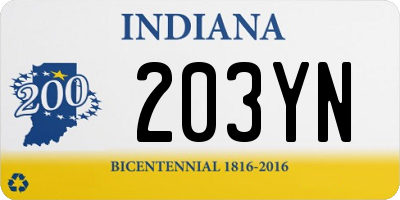 IN license plate 203YN