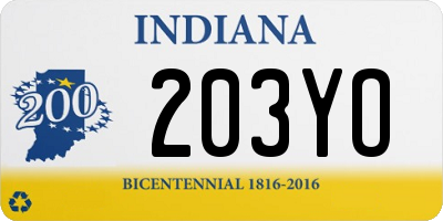 IN license plate 203YO