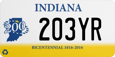 IN license plate 203YR