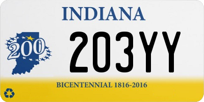 IN license plate 203YY