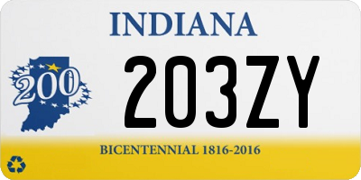 IN license plate 203ZY