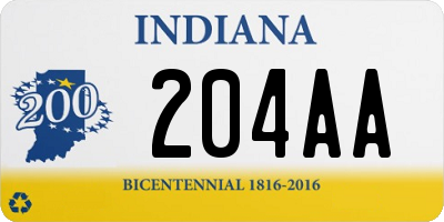 IN license plate 204AA