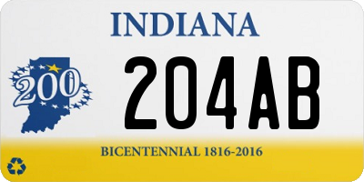 IN license plate 204AB