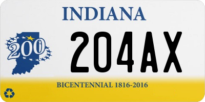 IN license plate 204AX