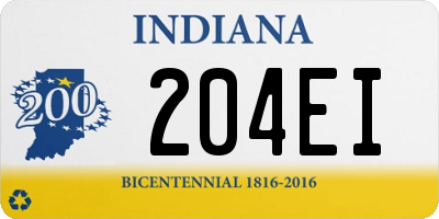 IN license plate 204EI