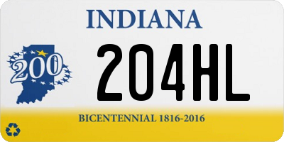 IN license plate 204HL