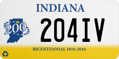 IN license plate 204IV