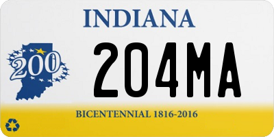 IN license plate 204MA