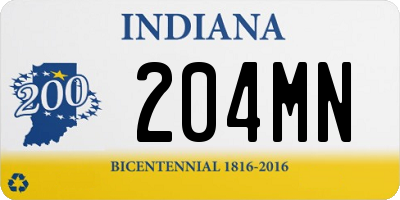 IN license plate 204MN