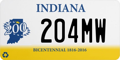 IN license plate 204MW