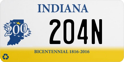 IN license plate 204N