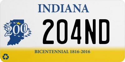 IN license plate 204ND