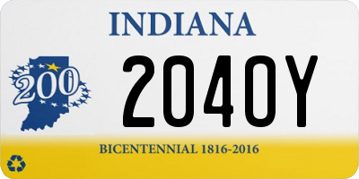 IN license plate 204OY