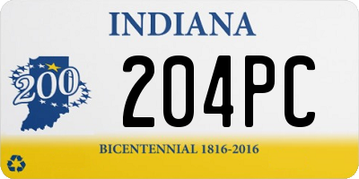 IN license plate 204PC