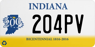 IN license plate 204PV