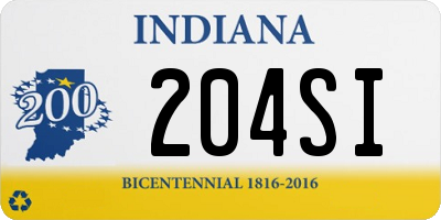 IN license plate 204SI