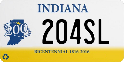 IN license plate 204SL