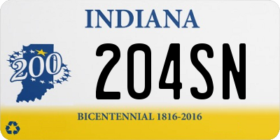 IN license plate 204SN