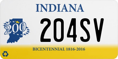 IN license plate 204SV