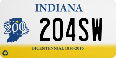 IN license plate 204SW