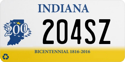 IN license plate 204SZ