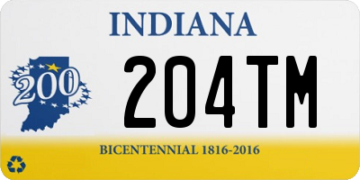 IN license plate 204TM