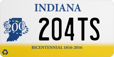 IN license plate 204TS
