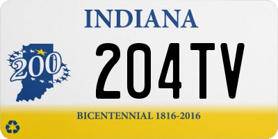 IN license plate 204TV