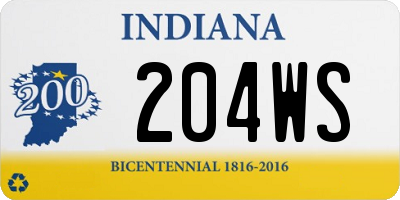 IN license plate 204WS