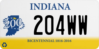 IN license plate 204WW