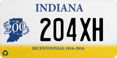 IN license plate 204XH