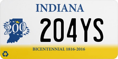 IN license plate 204YS