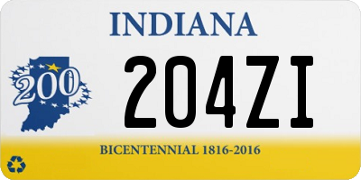 IN license plate 204ZI