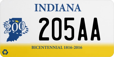 IN license plate 205AA