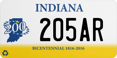 IN license plate 205AR