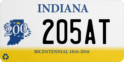IN license plate 205AT