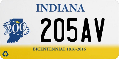 IN license plate 205AV