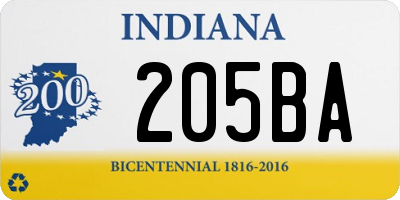 IN license plate 205BA