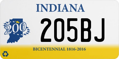 IN license plate 205BJ