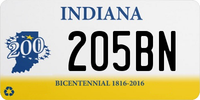 IN license plate 205BN