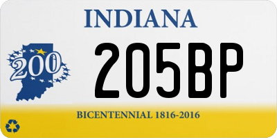 IN license plate 205BP