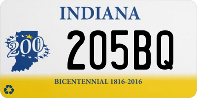 IN license plate 205BQ