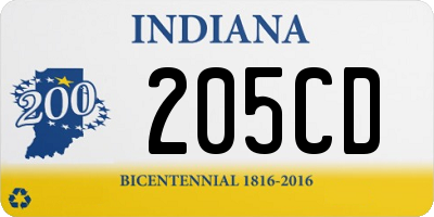 IN license plate 205CD