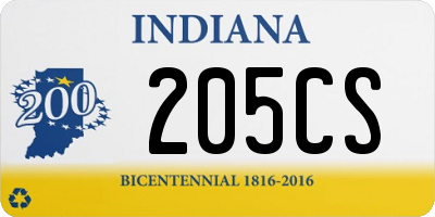 IN license plate 205CS